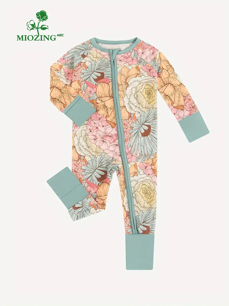 ComfyChic Baby Jumpsuit – Soft Bamboo with Adorable Floral Print – Long Sleeve, Zippered Romp... | Temu Affiliate Program
