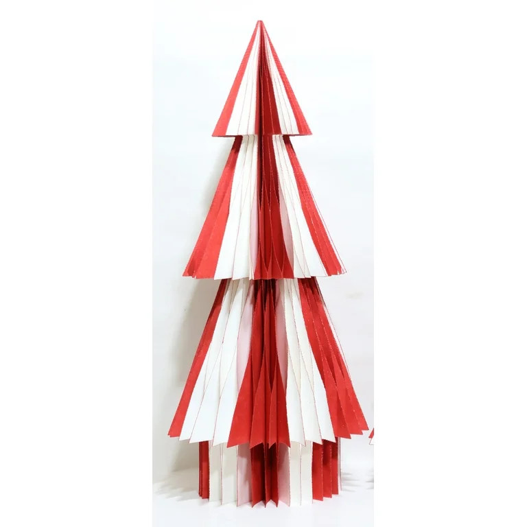 Honeycomb Paper Tree Christmas Decoration, Red and White, 47", by Holiday Time | Walmart (US)