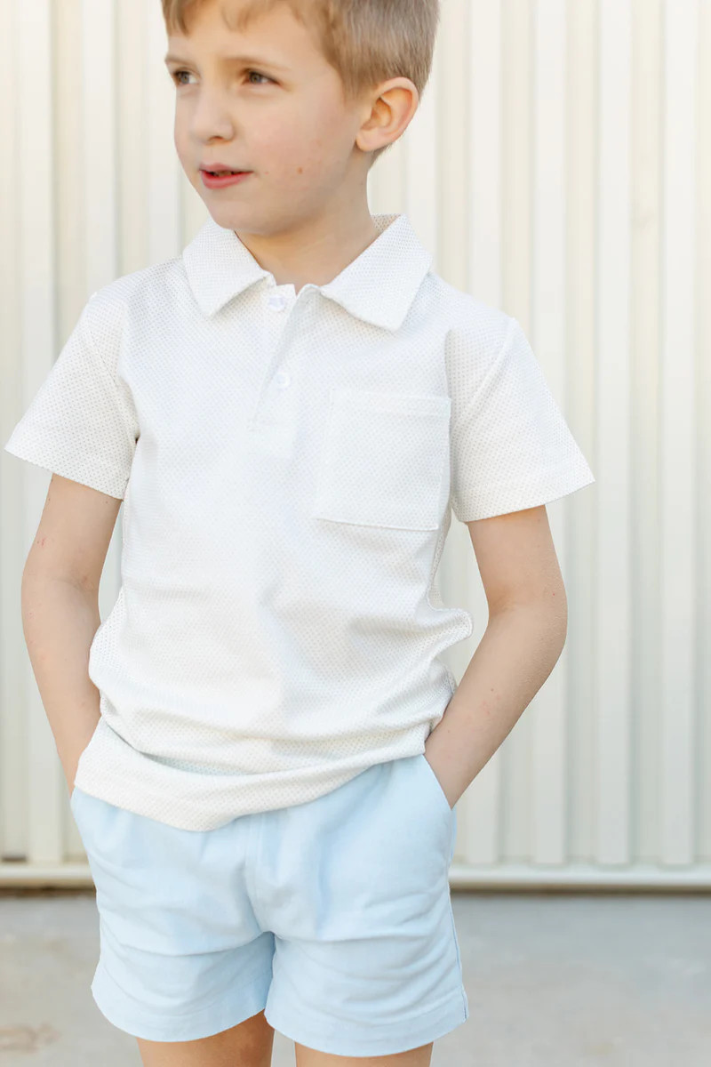 POCKET POLO - SAGE GREEN DOT | Little Paper Kids (US)