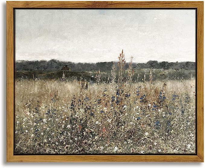 InSimSea Framed Canvas Wall Art Home Decor, Meadow with Flowers Painting Wall Art Prints, Canvas ... | Amazon (US)