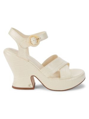 Peony Croc-Embossed Leather Platform Sandals | Saks Fifth Avenue OFF 5TH