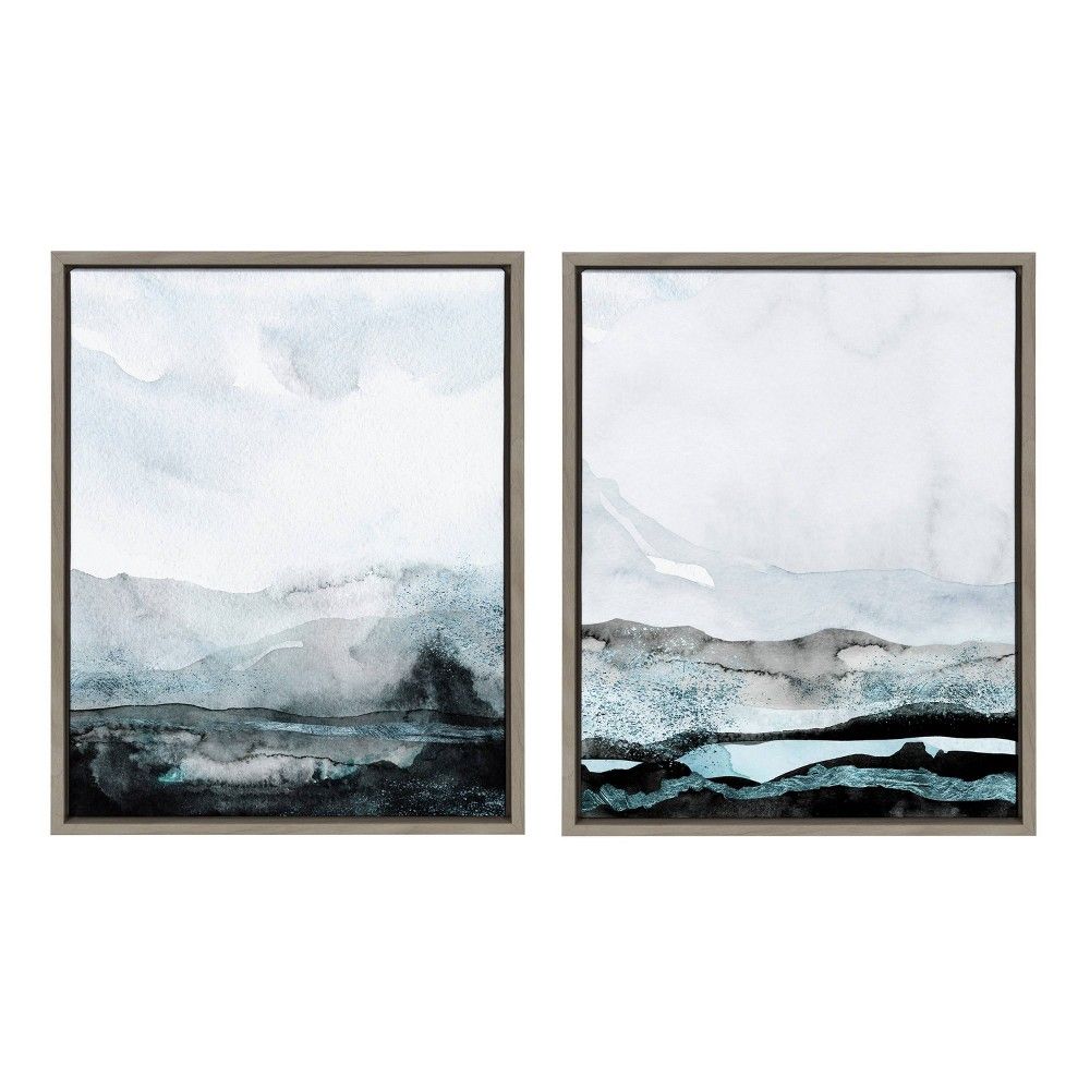 (Set of 2) 18"" x 24"" Sylvie Layers by Maja Mitrovic of Makes My Day Happy Framed Canvas Gray - Kat | Target