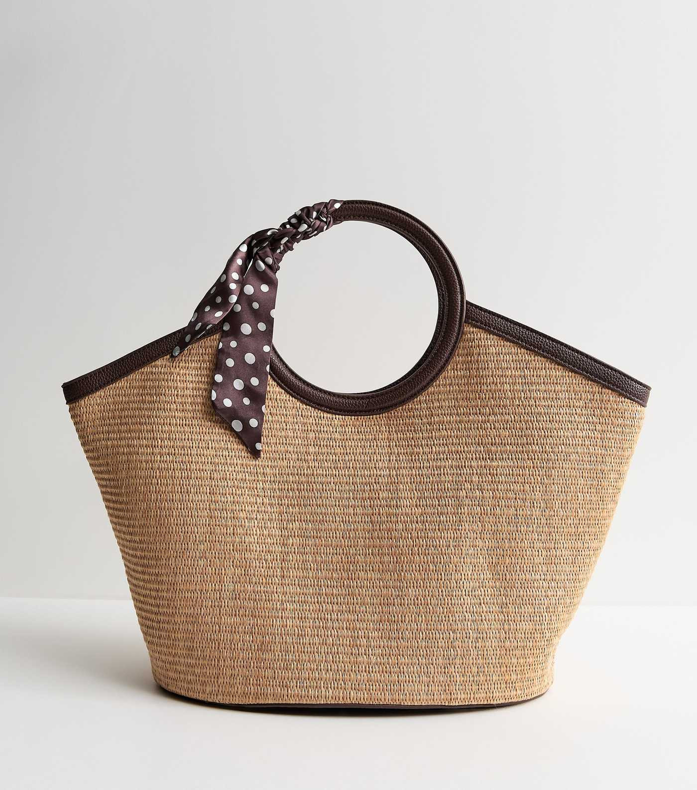 Stone Circle Top Handle Basket Bag with Scarf | New Look | New Look (UK)