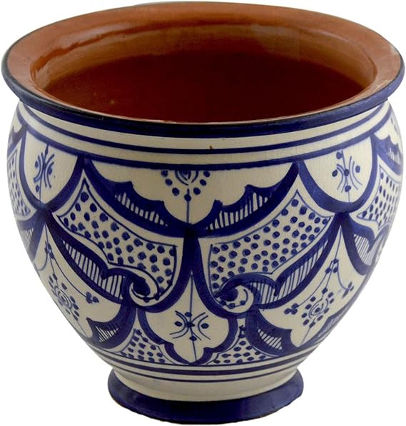 Flower Pot Moroccan Spanish Garden Drain Hole Ceramic Planter Handmade | Amazon (US)
