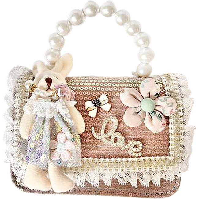 Pink Bunny on Sparkle Lace Trimmed Purse | Maisonette
