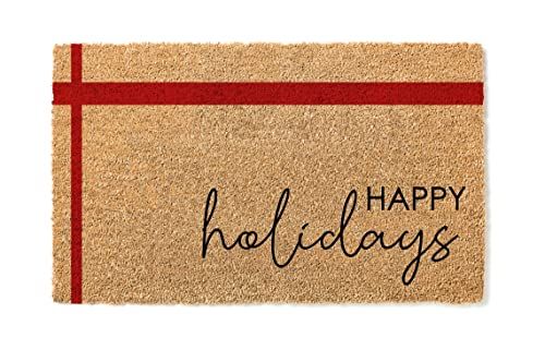 Happy Holidays Door Mat, Christmas Doormat, Premium Quality, Thick 100% Coir Coconut Husk Front & Ma | Amazon (US)