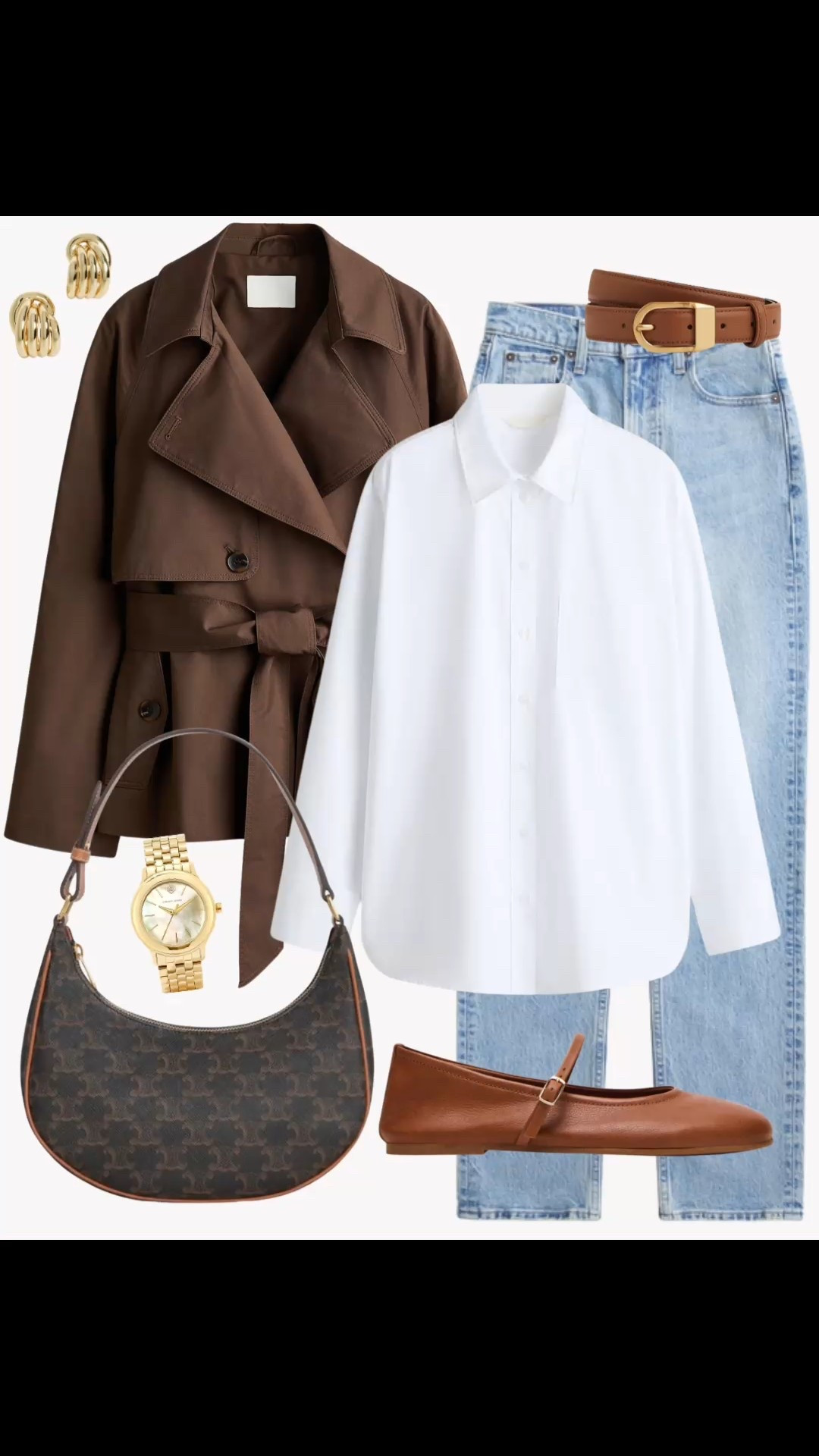 A late winter to early spring outfit with a short belted trench, white shirt, jeans, belt, shoulder bag, Maryjane flats 🤎🤍

#LTKootd #LTKWorkwear #LTKSaleAlert
