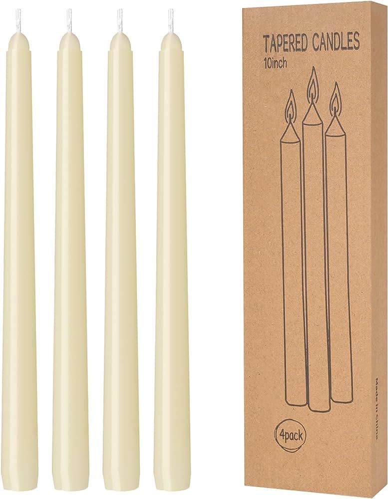4 Pack Lvory Taper Candles - Taper Candles 10 Inch Dripless, Smokeless & Unscented - 8 Hours Long... | Amazon (US)