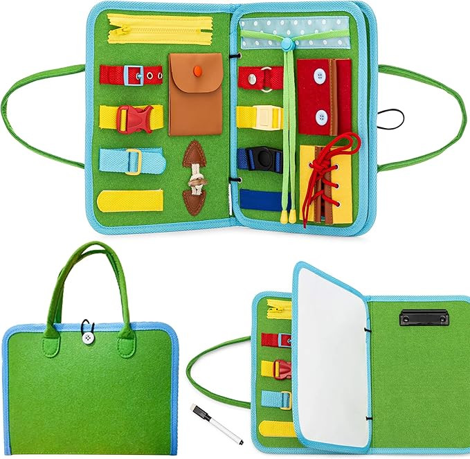 SMILE A WHILE Montessori Toys for Toddlers Kids Busy Board with Attached Doodle Board Quiet Book ... | Amazon (US)