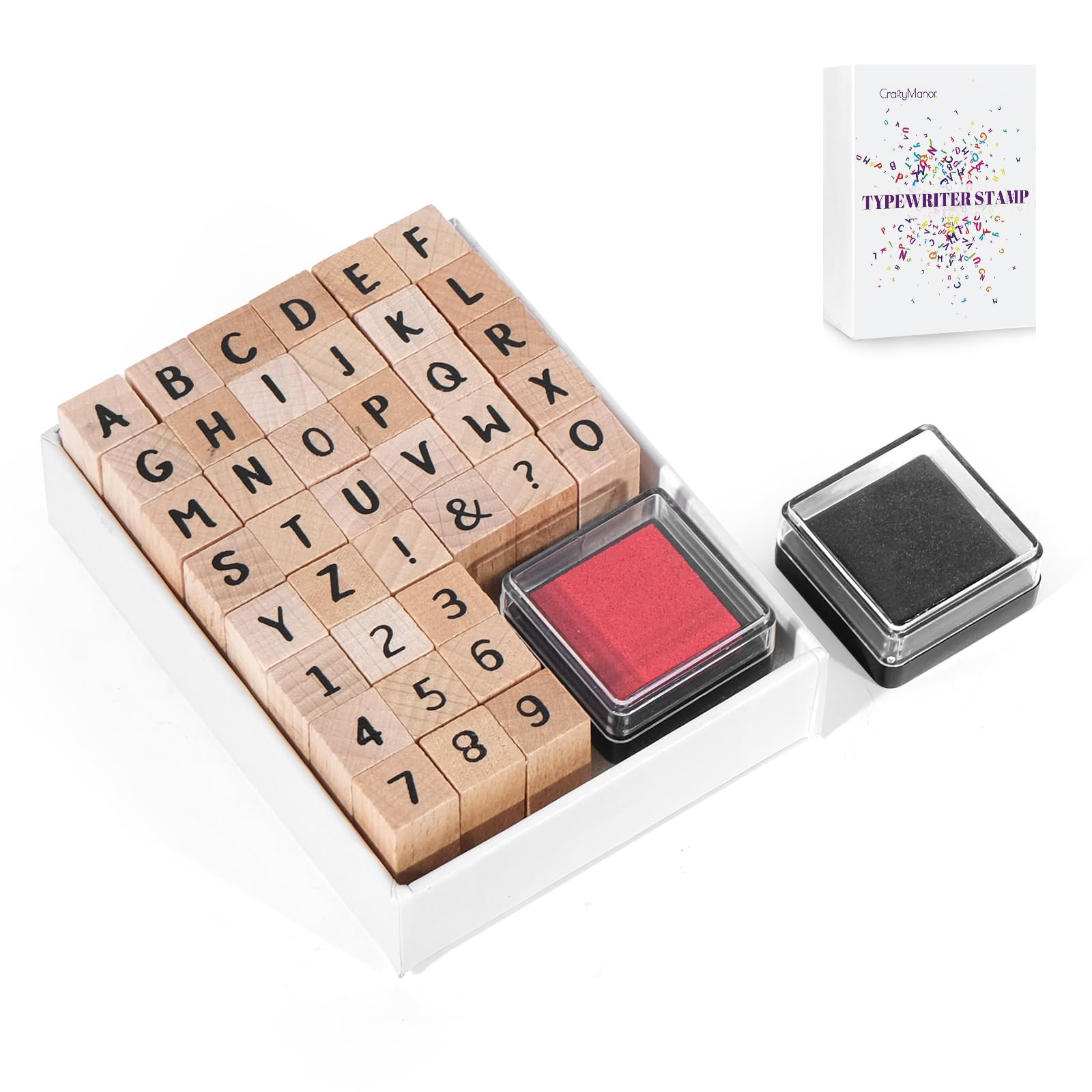 39 PCS Small Letter Stamps and Ink Pad for Crafting, Clay Alphabet Wooden Rubber Stamp Kit for Ki... | Amazon (US)