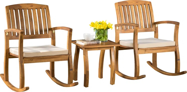 Winston Porter Brizio Acacia 3 Piece Teak Seating Group with Cushions | Birch Lane | Wayfair North America