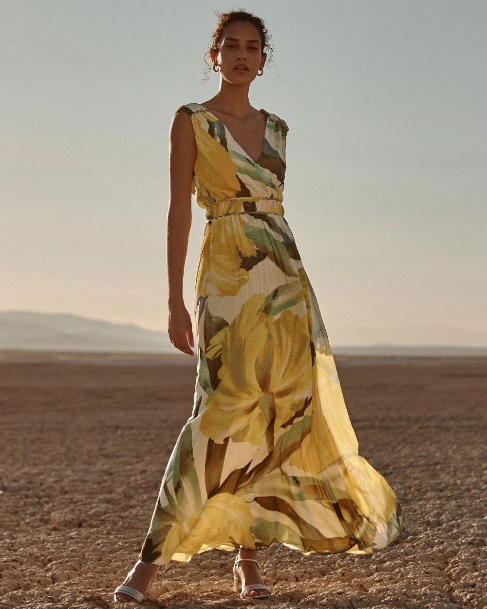 Sleeveless V-Neck Braided Waist Maxi Dress | White House Black Market