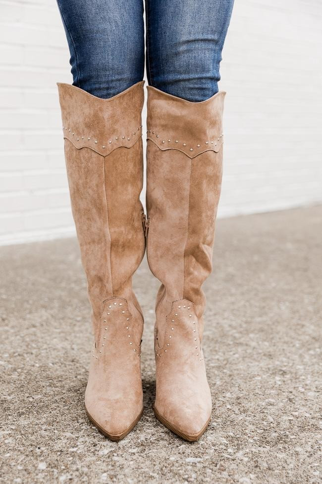 Vicky Beige Tall Western Boots | The Pink Lily Boutique