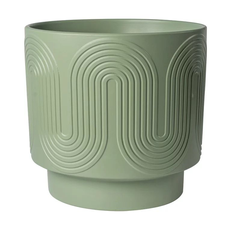 Better Homes & Gardens 12”D x 11.25”H Round Ceramic Wave Planter, Green | Walmart (US)