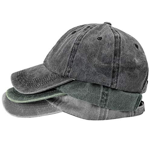 MEINICY 3 Pack Washed Plain Baseball Cap, Retro Adjustable Dad Hat Gifts for Men/Women,Unstructured/Cotton | Amazon (US)
