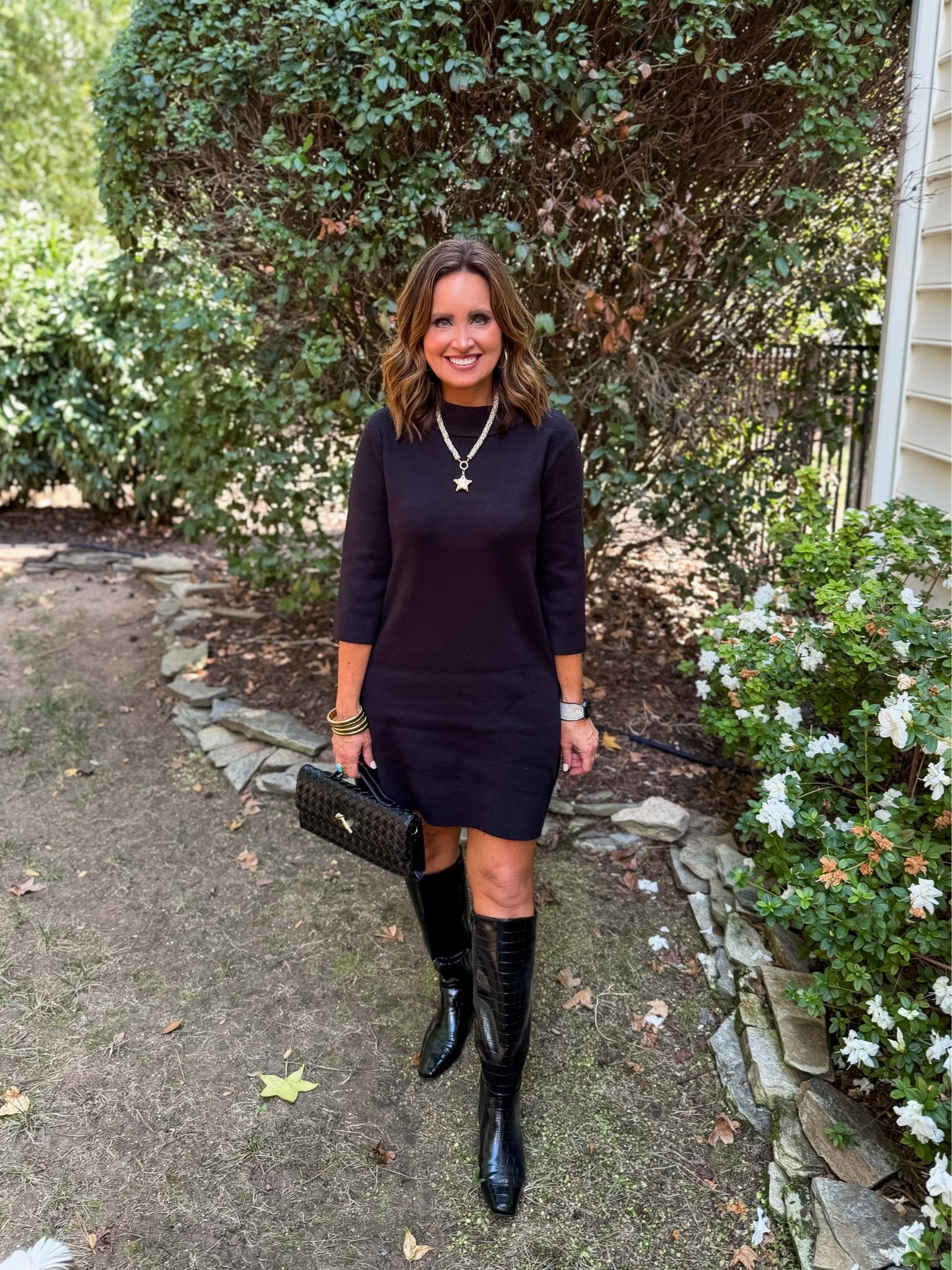 Black sweater dress
Size down if in between

Use code LAURA20 on necklace

#LTKootd #LTKOver40 #LTKSeasonal