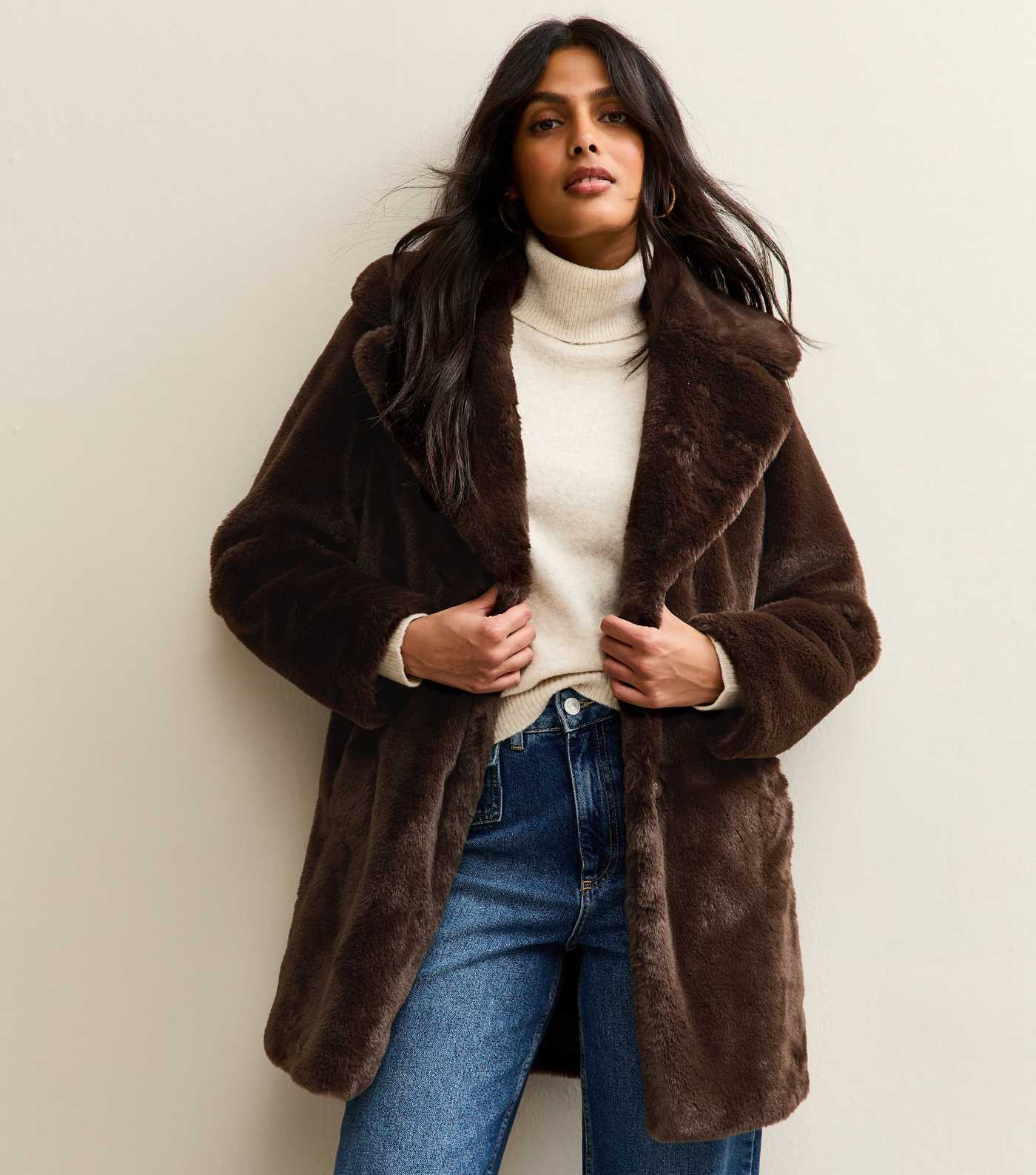 Brown Faux Fur Midi Coat | New Look | New Look (UK)