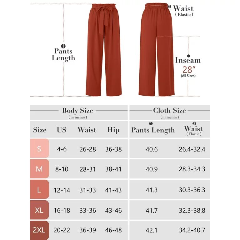 Chiclily Women Wide Leg Pants with Pockets High Waist Loose Belt Flowy Casual Trousers, US Size M... | Walmart (US)