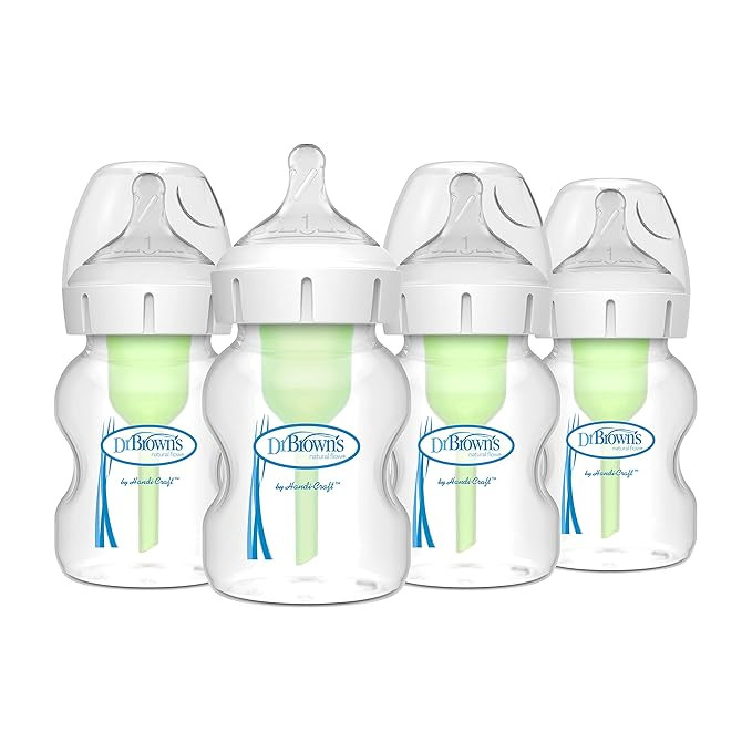 Dr. Brown's Natural Flow Anti-Colic Options+ Wide-Neck Baby Bottles 5 oz/150 mL,with Level 1 Slow... | Amazon (US)