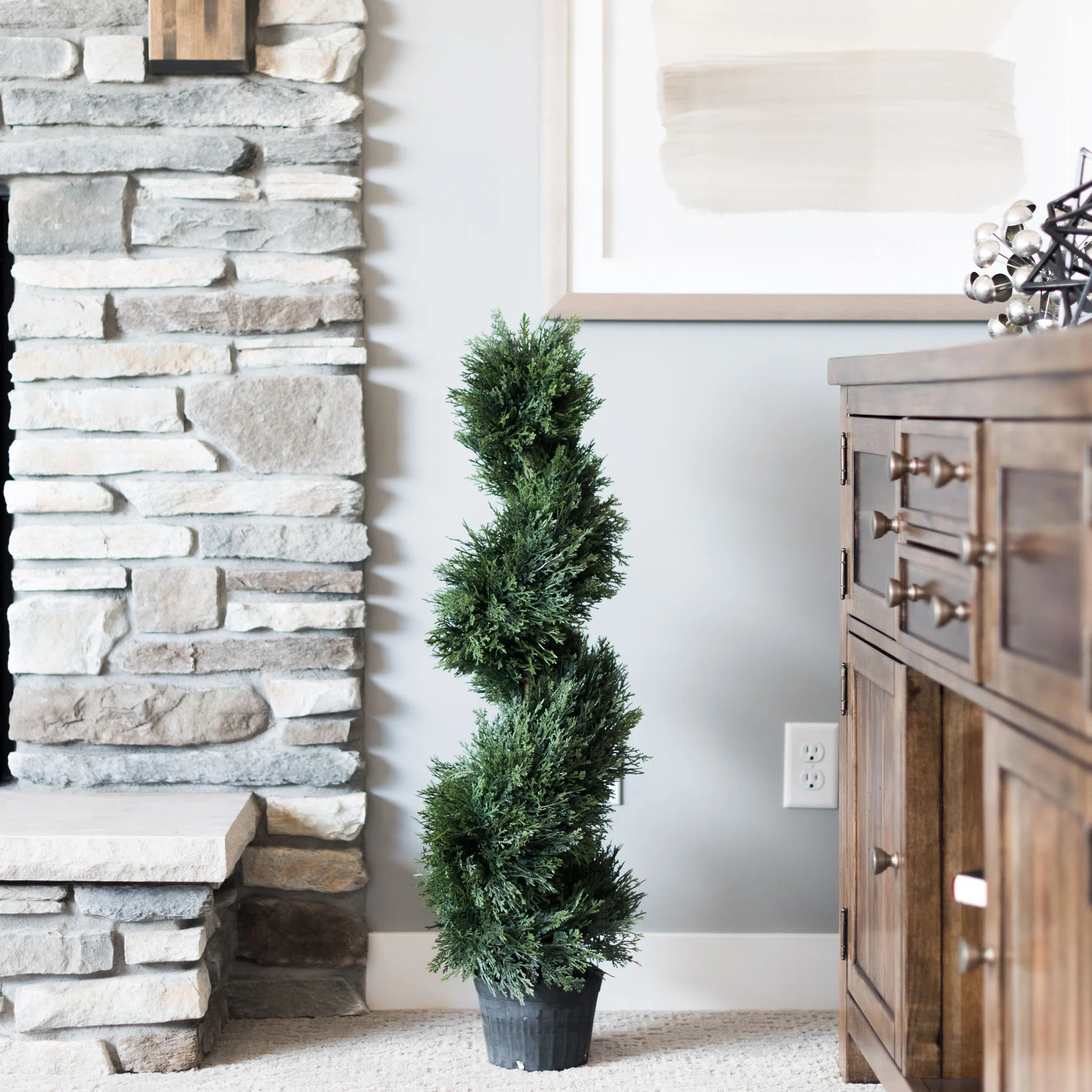Artificial Potted Green Cedar Spiral Tree | Wayfair North America