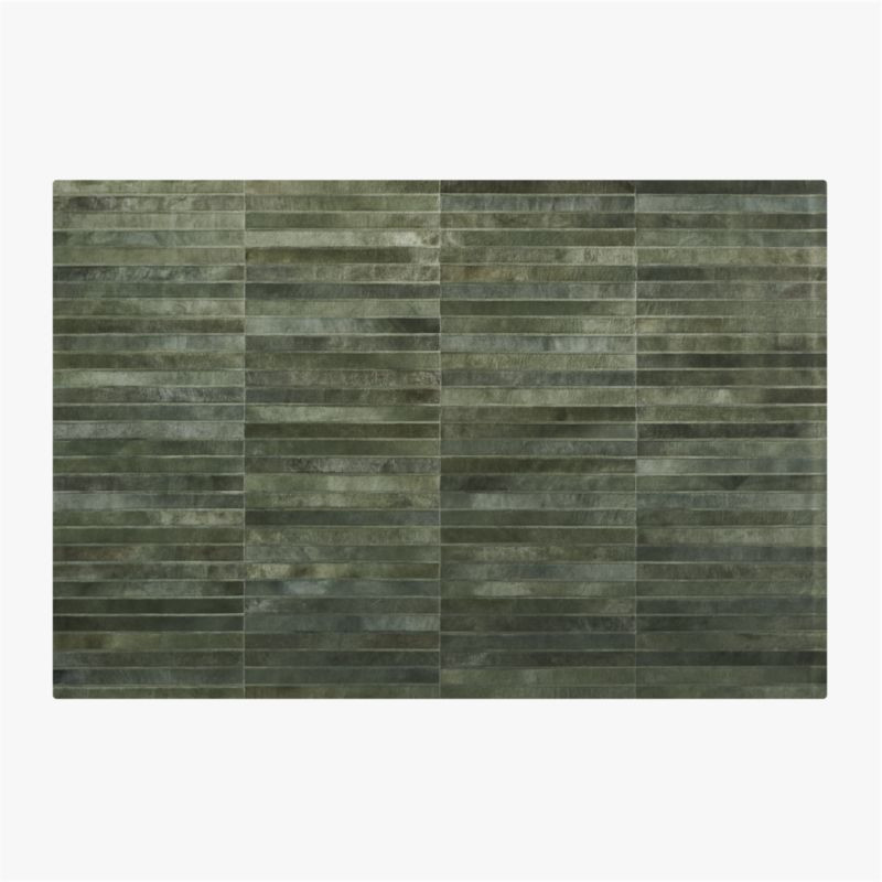 Camilia Patchwork Dark Green Hide Area Rug 6'x9' + Reviews | CB2 | CB2