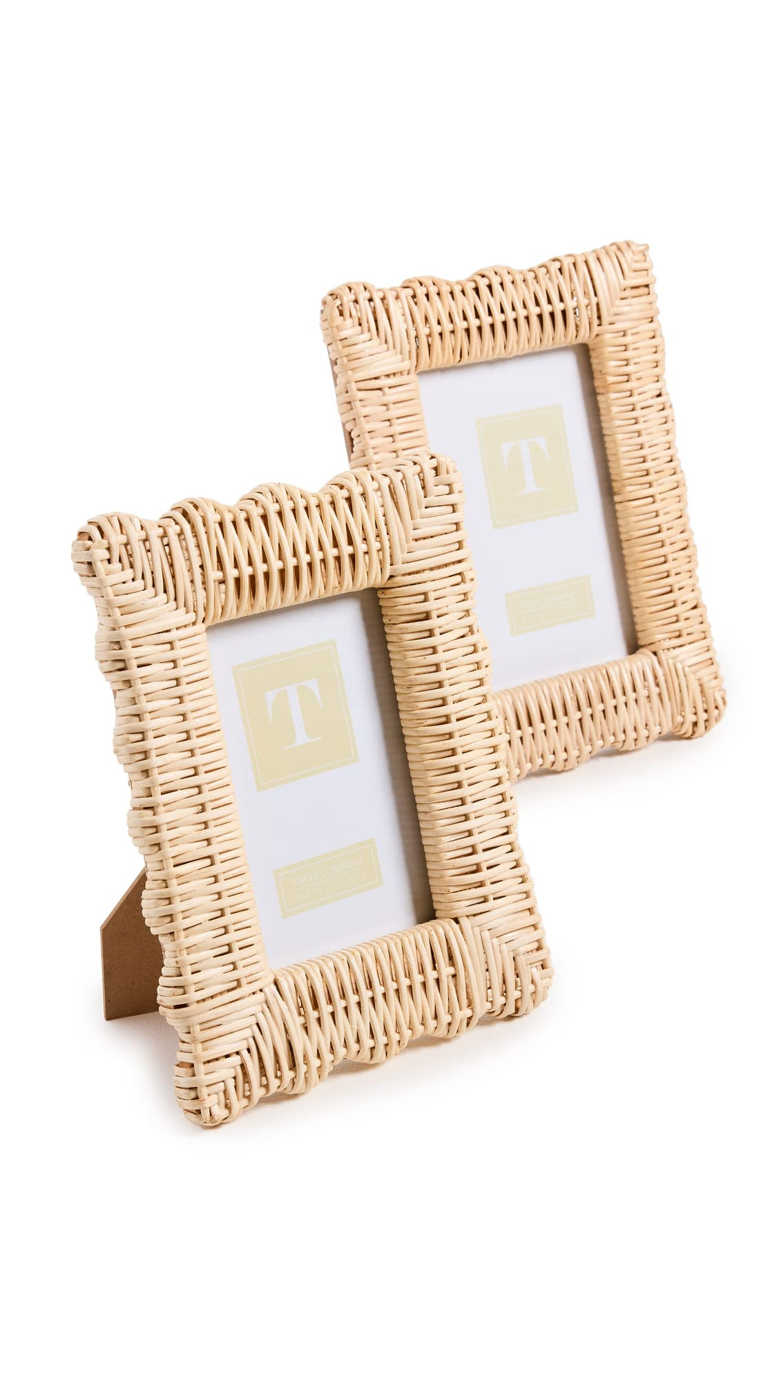 Two's Company Women's Wicker Weave Set of 2 Photo Frames, Rattan, Tan, 5.5 x 7.5 inches | Amazon (US)