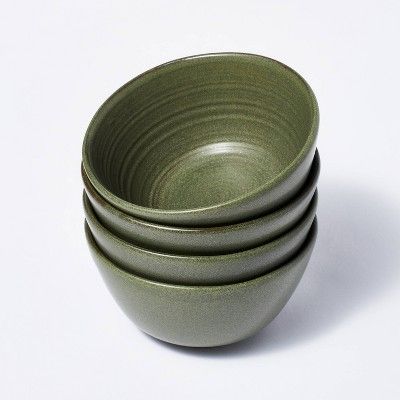 25oz 4pk Stoneware Salad Bowls Green - Threshold™ designed with Studio McGee | Target