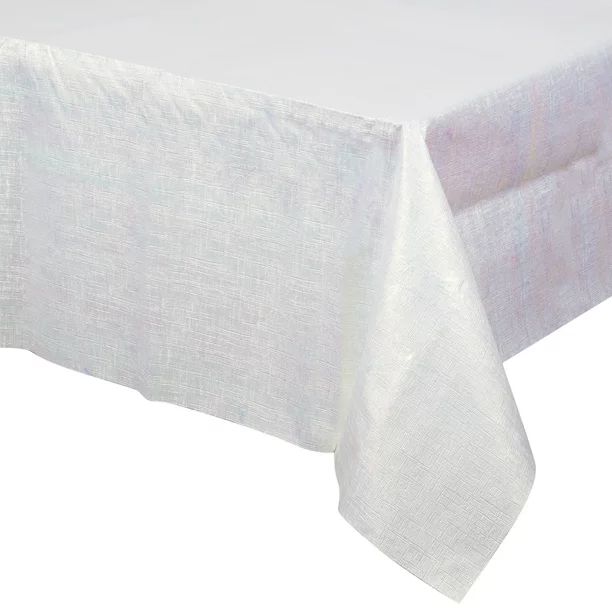 Way to Celebrate! Iridescent White 54 inches x 102 inches Plastic Tablecloth, 1 Count | Walmart (US)