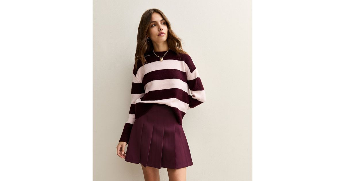 Burgundy Pleated Mini Skirt | New Look | New Look (UK)