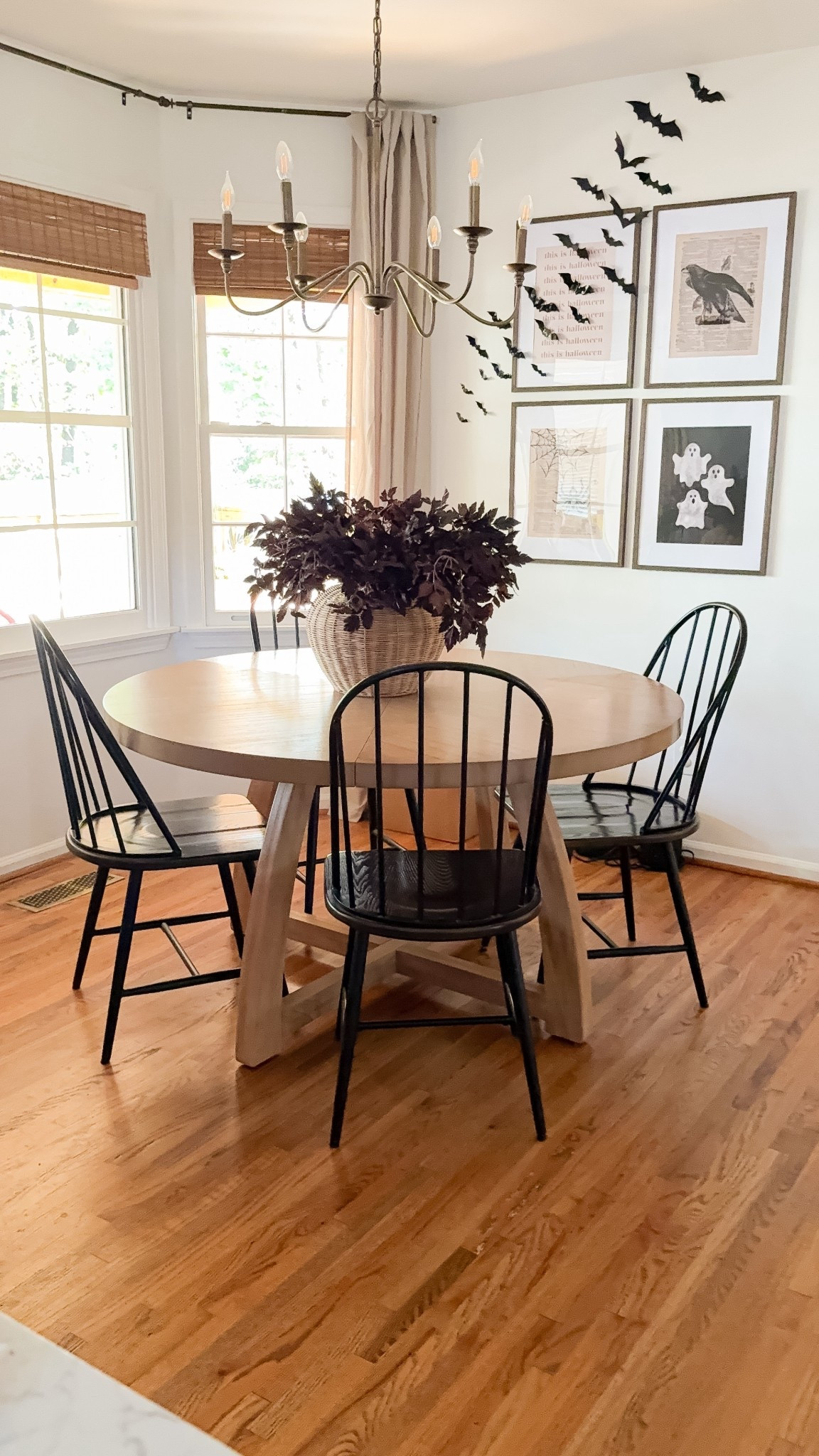 Kitchen dining decorated for Halloween 
Simple swaps are easy to make and 
a space feel festive without a ton of fuss

*woven vase is from At Home 

#LTKHome #LTKStyleTip #LTKSeasonal