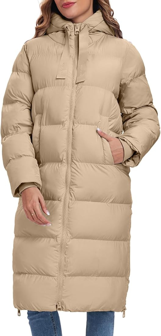 HOTIAN Women's Thickened Down Jacketts Maxi Length Winter Warm Puffer Coat Hooded Parka Jacket Pa... | Amazon (US)