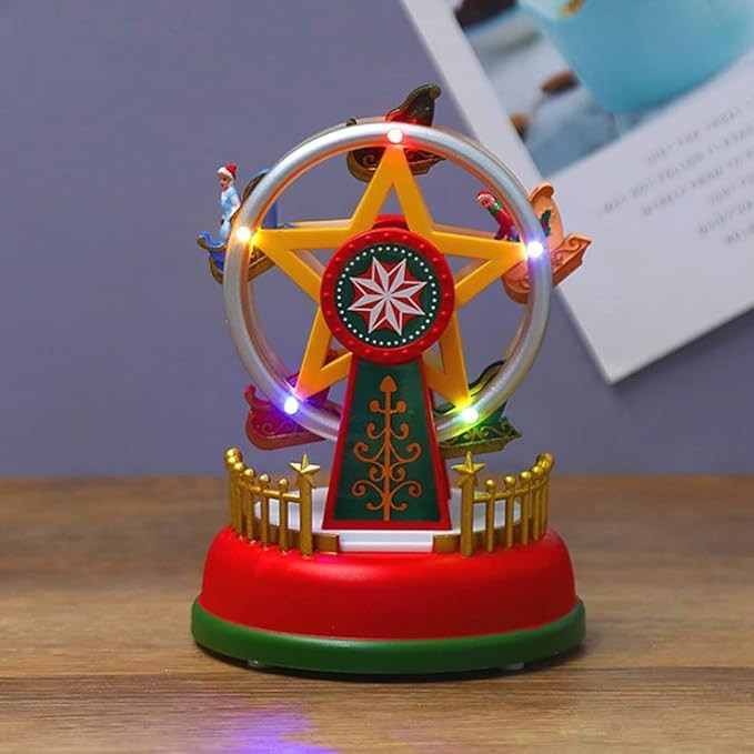 HEITIGN Christmas Music Box Christmas Mini Music Box Luminous Music Carousel Ferris Wheel Animate... | Amazon (US)