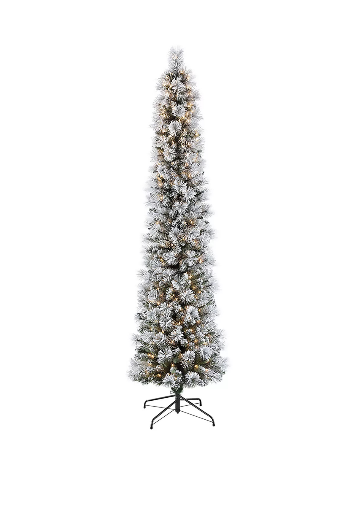 9 ft. Pre-Lit Flocked Patagonia Pine Pencil Artificial Christmas Tree with 450 UL- Listed Clear L... | Belk