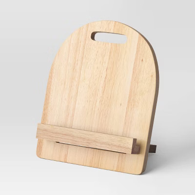 Wood Cookbook/Tablet Holder - Threshold™: Rubberwood Stand, Kitchen Storage, Hand Wash, Brown, 10.31" Height | Target