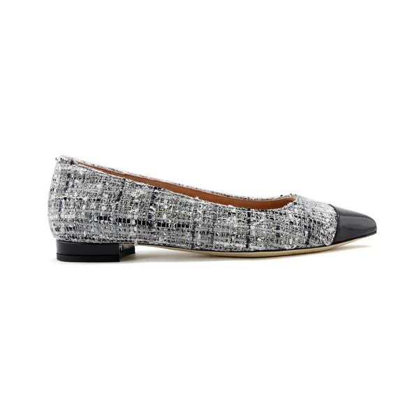 [Limited Edition] Gray Tweed Cap Toe Flat | ALLY Shoes