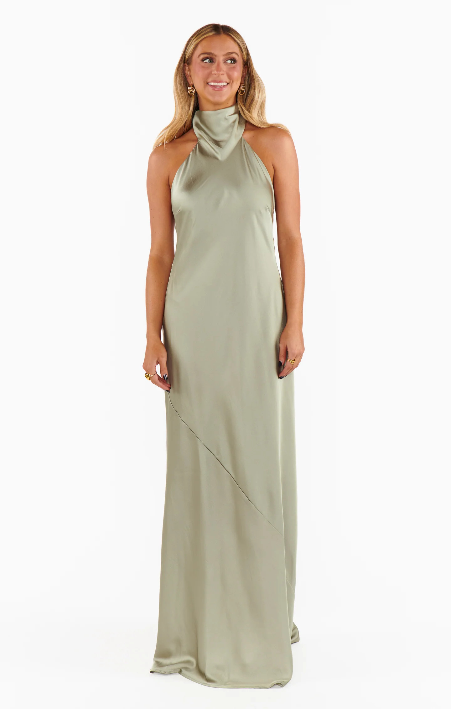 Lisa Maxi Dress ~ Moss Green Luxe Satin | Show Me Your Mumu