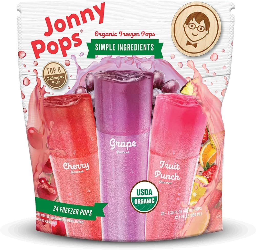 JonnyPops Organic Freezer Pops Variety Pack - Grape, Cherry, Fruit Punch - Top 8 Allergen Free, V... | Amazon (US)