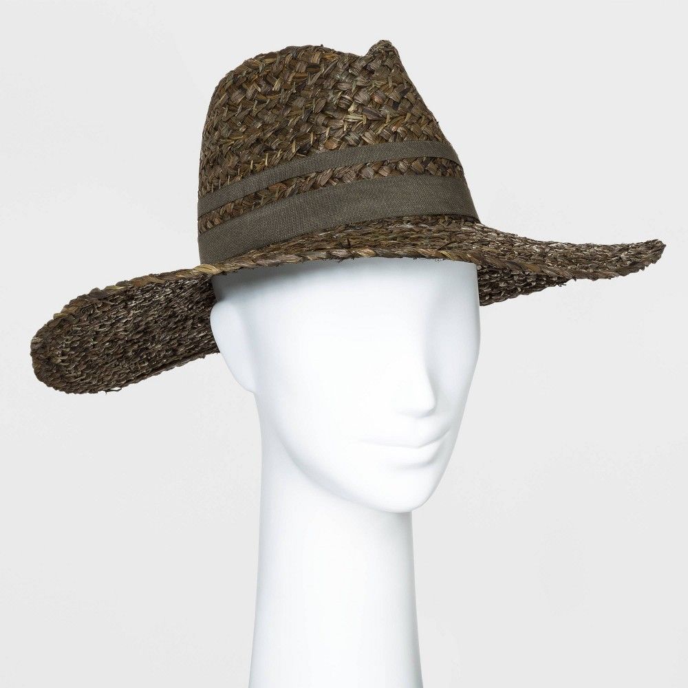 Women's Straw Wide Brim Fedora Hats - Universal Thread Black One Size | Target