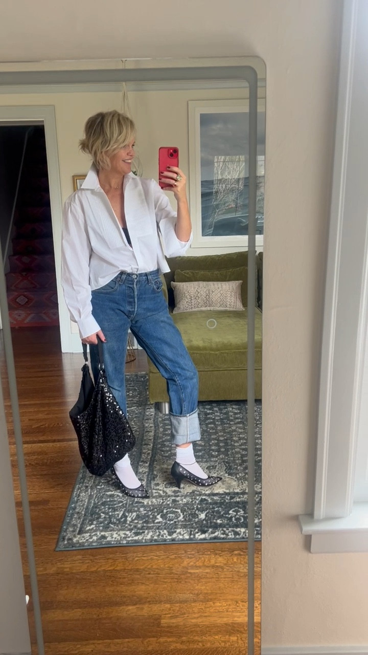 Episode 1 -  Khaite sparkle pumps day to night - I fell in love three months ago and waited to get them 40% off - was a roll of the dice 🎲 but now I may not take them off 

Jeans are my Dads but linked similar bag is Lula’s @ninabow 

#LTKStyleTip #LTKWatchNow #LTKShoeCrush