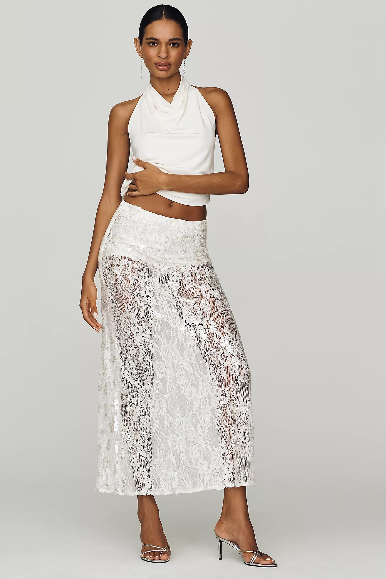 Mare Mare Sheer Lace Sequin Skirt | Anthropologie (US)