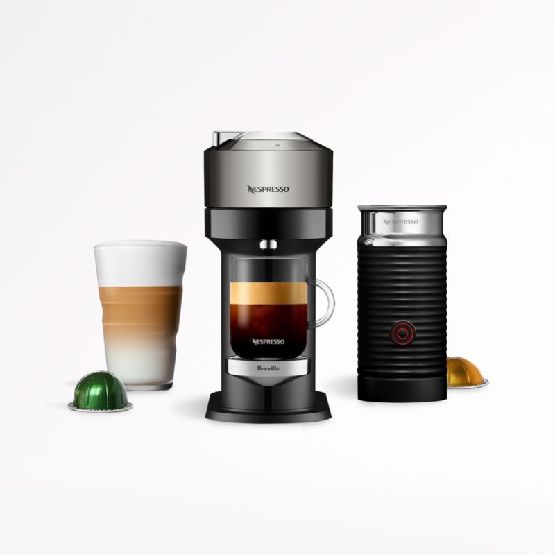 Nespresso by Breville Dark Chrome Vertuo Next Coffee & Espresso Machine with Frother + Reviews | ... | Crate & Barrel