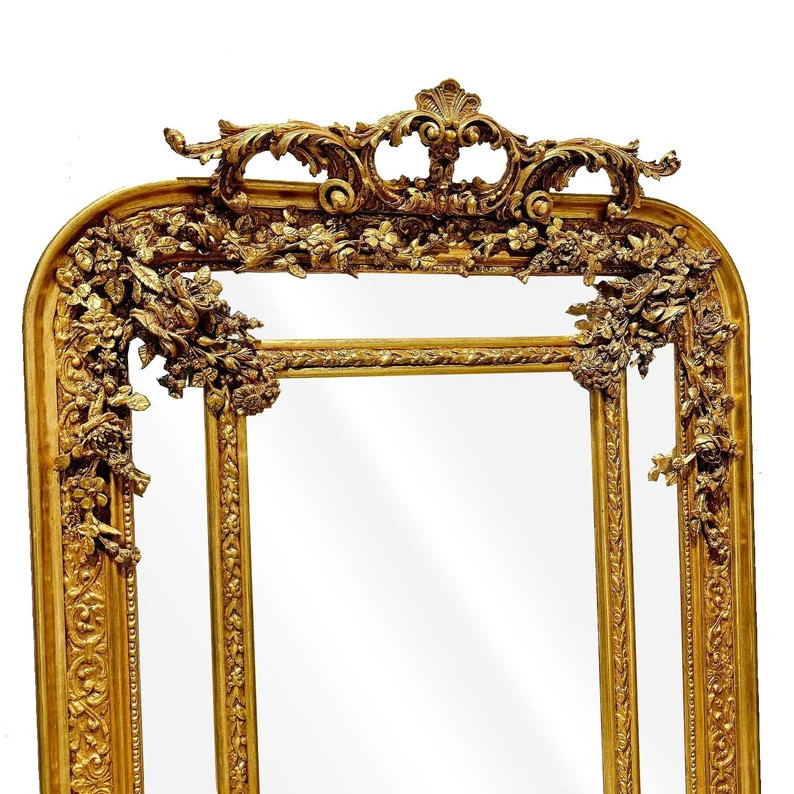 French Mirror Floor Wall Gold Mirror Mirror only One Available Gold Leaf Details - Etsy | Etsy (US)