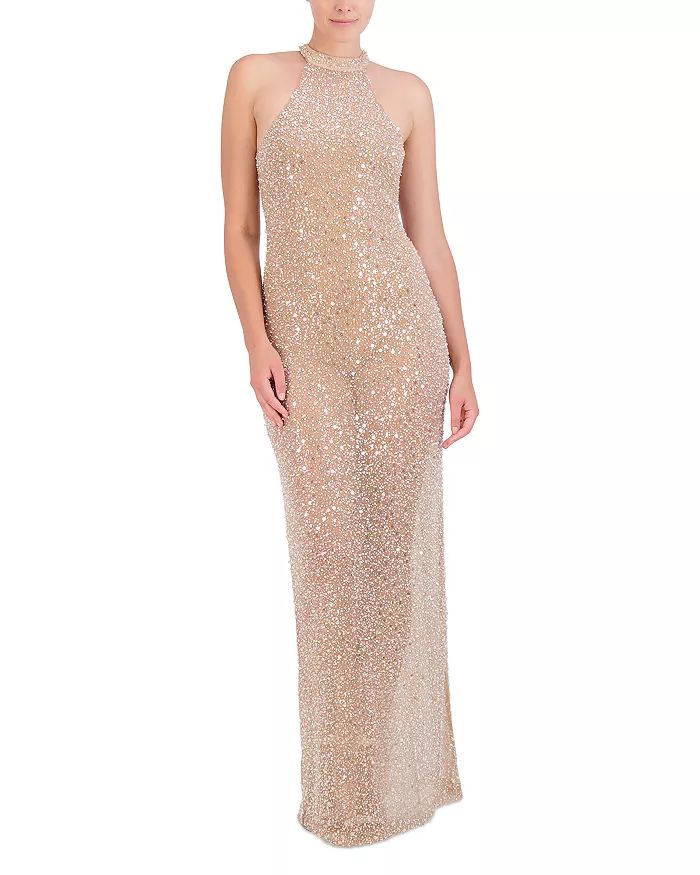 BCBGMAXAZRIA Sequin Mock Neck Long Dress Women - Bloomingdale's | Bloomingdale's (US)