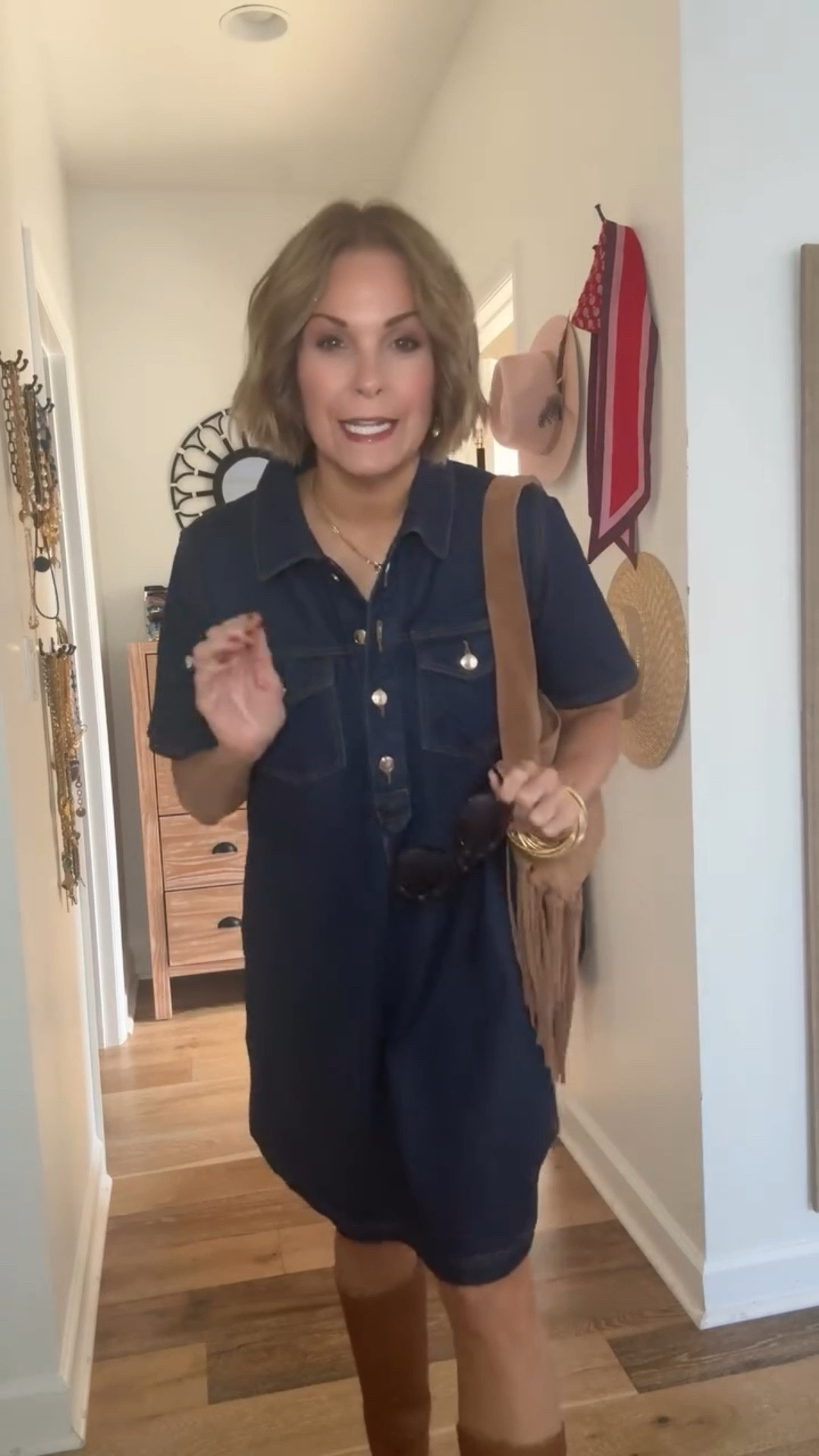 Saturday OOTD- the best denim dress by @loft and one of my favorite pairs of boots from @thefryecompany