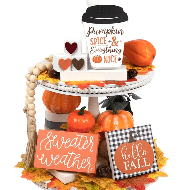 DAZONGE 7PCS Fall Decor, Fall Decorations for Home - 3 Fall Signs, 3PCS Blocks (3D Heart-shaped) ... | Walmart (US)