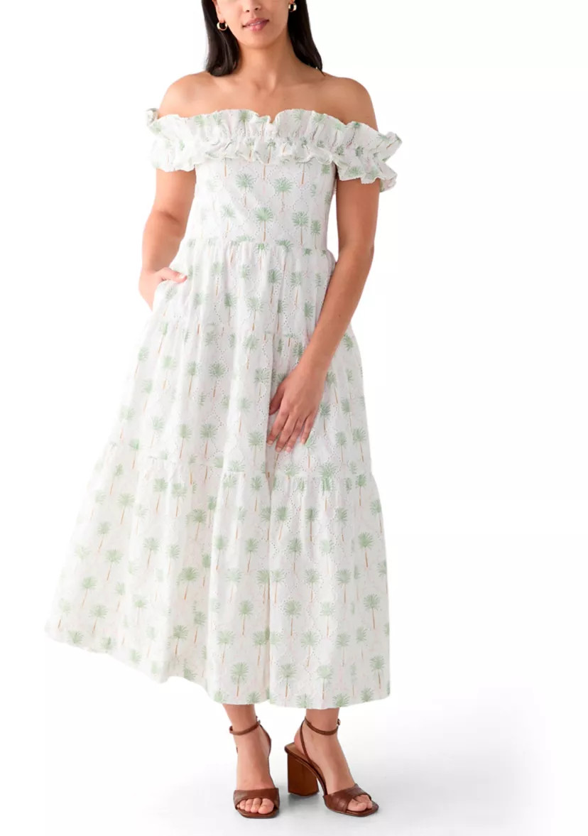 Women's Off the Shoulder Printed Midi Dress | Belk