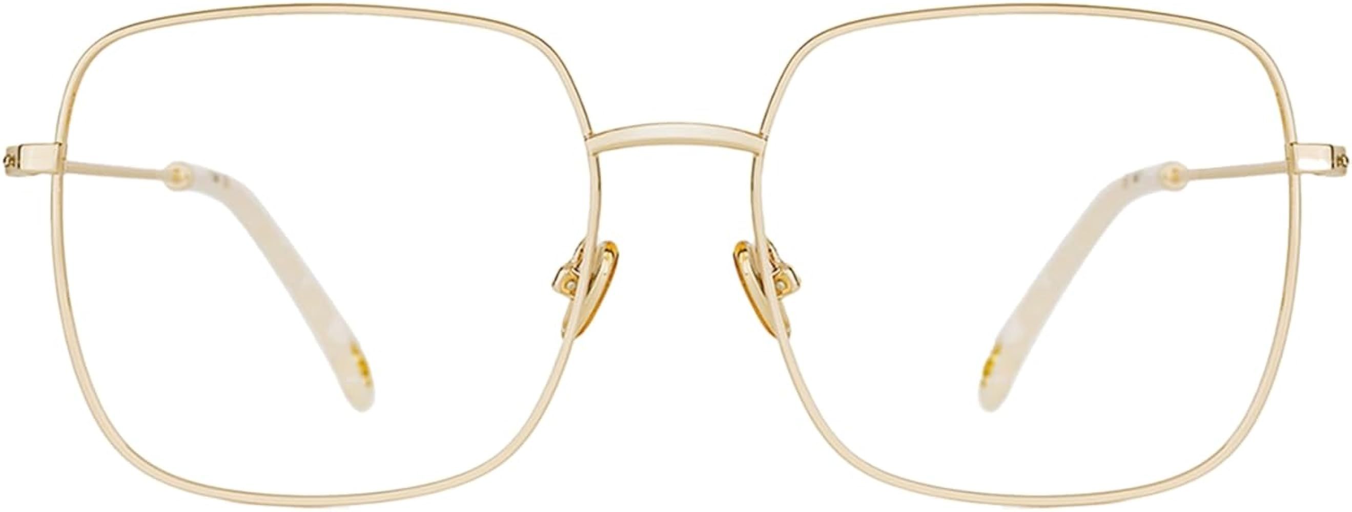 TIJN Trendy Square Clear Glasses for Women Men Non-Prescription Eyeglasses,Lightweight Metal Fram... | Amazon (US)