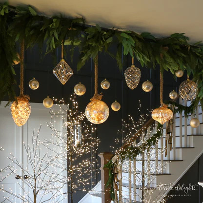 Majestic Illuminated Ensemble: 4 garlands + 6 Lighted Ornaments + Remo | Interior Delights