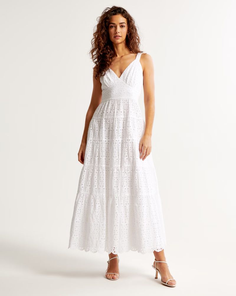 Eyelet Tiered Maxi Dress | Abercrombie & Fitch (US)