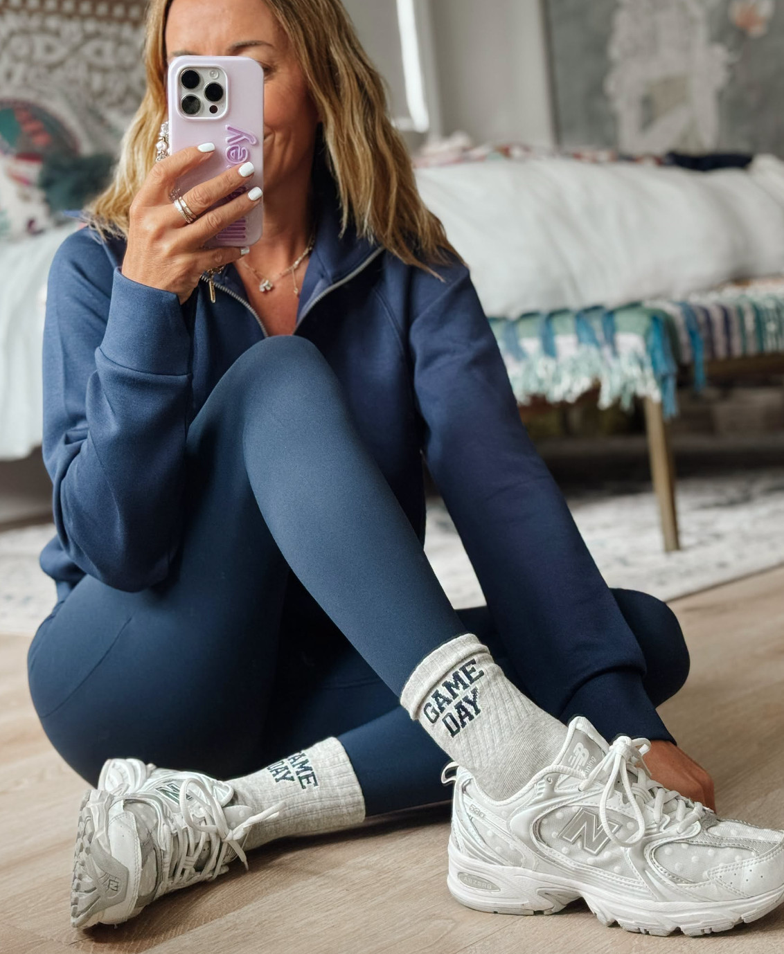 Trying to get close enough to see those little polka dots on my kicks 🤍🤍🤍 

 #LTKootd #LTKmomlife #LTKActive